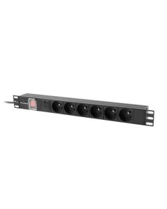 LANBERG NAPÁJECÍ DISTRIBUČNÍ JEDNOTKA (PDU) 19" 1U 10A 2M 6X FRANCOUZSKÉ ZÁSUVKY ČERNÁ C14