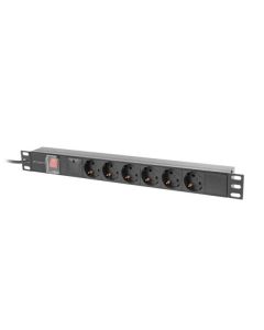 LANBERG NAPÁJECÍ DISTRIBUČNÍ JEDNOTKA (PDU) 19" 1U 10A 2M 6X SCHUKO ZÁSUVKY ČERNÁ C14
