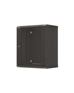 LANBERG 19" RACKOVÁ SKŘÍŇ PRO MONTÁŽ NA STĚNU 12U/540X350 (PLOCHÉ BALENÍ) S PROSKLENÝMI DVEŘMI ČERNÁ