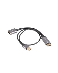 Lanberg HDMI(M)->DISPLAYPORT(F) ADAPTER 4K ON CABLE 20CM SILVER