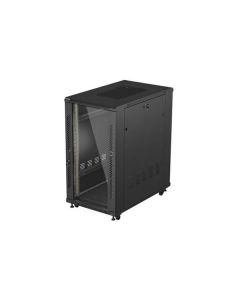 Lanberg RACK CABINET 19" FREE-STANDING 22U/600X1000 (FLAT PACK) WITH GLASS DOOR BLACK
