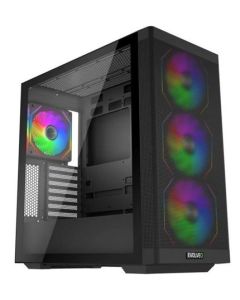 EVOLVEO Scorpio, skříň eATX/ATX, 4x ARGB ventilátor 120mm, boční panel temperované sklo + mřížkovaný přední panel
