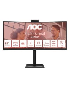 AOC LCD CU34E4CW 34" zakřivený VA/3440x1440@120Hz/4ms/350cd/2xHDMI/DP/4xUSB/2xUSB-C/RJ45/Webcam/Repro/HAS/VESA
