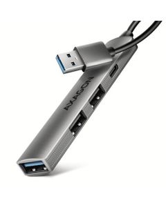 AXAGON HUE-STA, 4x USB ALU STRIP hub, 1x USB-A 5Gbps, 2x USB-A & 1x USB-C 480Mbps, kabel USB-A 12cm