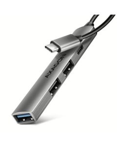AXAGON HUE-STC, 4x USB ALU STRIP hub, 1x USB-A 5Gbps, 2x USB-A & 1x USB-C 480Mbps, kabel USB-C 12cm