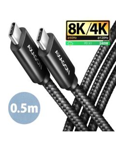 AXAGON BUCM4X-CM05AB NewGEN+ kabel USB-C <-> USB-C, 0.5m, USB4 Gen 3×2, PD 240W 5A, 8K HD, ALU, oplet, černý