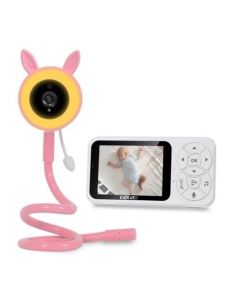 EVOLVEO Baby Monitor N35 – dětská chůvička s kamerou, VOX, teploměr, noční vidění, RGB světlo, Růžová