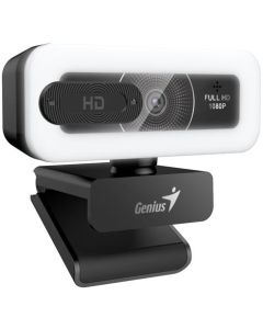Genius FaceCam Light Webkamera, Full HD 1080p, LED osvětlení, vestavěný mikrofon, krytka soukromí, USB/C, černá