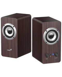 Genius SP-HF400 Reproduktory, 2.0, 10W, 3,5mm jack, dřevěné, tmavé dřevo