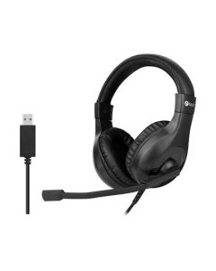 C-TECH sluchátka s mikrofonem MHS-05, USB, ovládání na kabelu, náhlavní, černá 