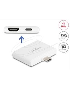 Delock Adaptér z rozhraní USB Type-C™ na HDMI 4K 60 Hz a USB Type-C™ Data + PD 94 W