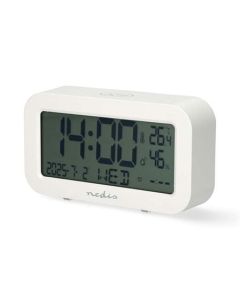 Nedis CLDK2005WT - Digitální Stolní Budík | LED | Podsvícení | Funkce odloženého buzení | Bílá