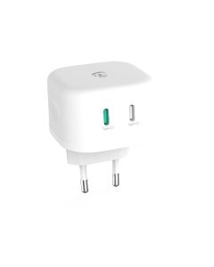 Nedis WCGPD45W100WT- Síťová Nabíječka | 45 W | GaN | PD3.0 | Funkce rychlého nabíjení | 2 výstupy | 2x USB-C™ | Bílá