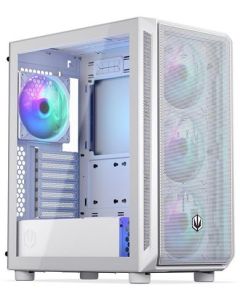 Endorfy Arx 500 White ARGB Skříň,Mid. tower,bez zdr.,ATX,2× USB, 1× USB-C, 4× 140mm ARGB vent.,mesh panel,průhledná bočnice, bílá