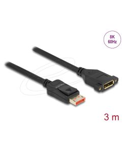 Delock DisplayPort prodlužovací kabel s panelovým uchycením 8K 60 Hz 3 m