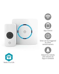Nedis WIFIDB11CWT - SmartLife Zvonek| RF, frequency 433 Mhz / Wi-Fi | Síťové napájení 100 - 240V| Nastavitelná hlasitost