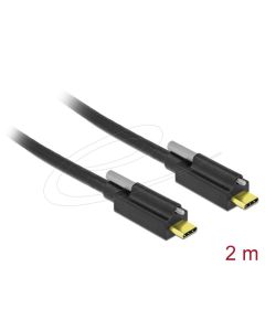 Delock Kabel USB 10 Gbps USB Type-C™ samec na USB Type-C™ samec se samec se šroubem nahoře 2 m černý