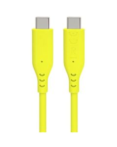 PremiumCord Silikonový kabel s konektory USB-C 60W 480Mbps žlutý extra měkký 1,5m