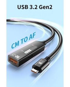 PremiumCord USB 3.2 Gen 2 repeater a prodlužovací kabel C-Male-A-Female, 10Gbps Aluminium 10m