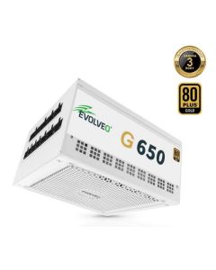 EVOLVEO G650 zdroj 650W, 80+ GOLD, ATX 3.1, aPFC, 140 mm ventilátor, záruka 3 roky, bílý 