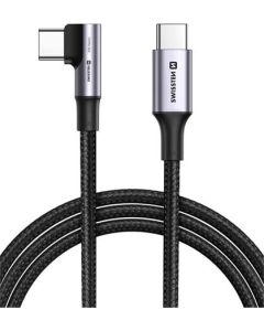 SWISSTEN TEXTILNÍ DATOVÝ KABEL ARCADE USB-C / USB-C 2 M, 5A (100W) PRO NOTEBOOKY ČERNÝ