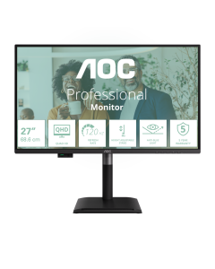 AOC LCD Q27P4CV 27" IPS/2560x1440@120Hz/4ms/350cd/HDMI/DP/4xUSB/USB-C dock/RJ45/Repro/Pivot/HAS/5 let