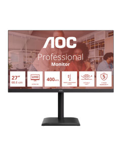 AOC LCD U27E4CV 27" IPS 4K/3840x2160@60Hz/4ms/400cd/2xHDMI/DP/4xUSB/USB-C dock/RJ45/Repro/Pivot/HAS/5 let