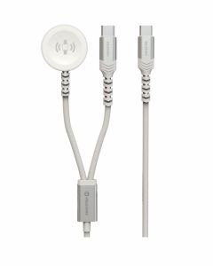 SWISSTEN OPLETENÝ MAGNETICKÝ KABEL 2v1 PRO APPLE WATCH A USB-C, USB-C 1.2 M BÍLÝ