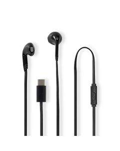 Nedis HPWD4024BK - Kabelová Sluchátka | Do uší  | USB-C | Délka kabelu: 1.2 m | mikrofon |  Ovládání Hlasitosti | Černá