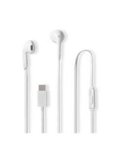 Nedis HPWD4024WT- Kabelová Sluchátka | Do uší  | USB-C | Délka kabelu: 1.2 m | mikrofon |  Ovládání Hlasitosti | Bílá