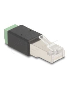 Delock Adaptér ze zástrčky rozhraní RJ45 na svorkovnici, 2 pinový