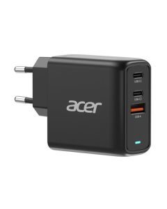ACER 67W PD GaN charger - black; 2×USB-C +1×USB-A, až 75W, černá