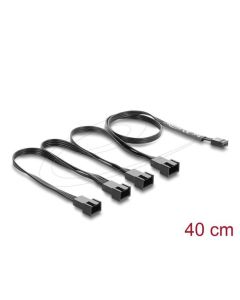 Delock Kabel ventilátoru z 1 čtyřpinové zásuvky PWM na 4 x 4 pinové zástrčky PWM, černý – délka 40 cm, s větví 20 cm