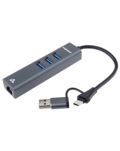 PremiumCord Adapter USB-C a USB-A na Gigabit 10/100/1000Mbps + 3x USB3.2 konektor