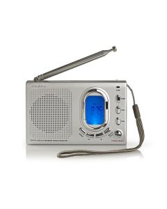 Nedis RDWR1000GY- FM Rádio Přenosné | AM / FM/ SW | Napájení z baterie/Síťové | Digitální |  1.5 W | Černá