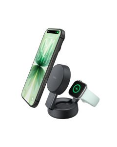 Belkin UltraCharge™ PRO Qi2 25W 2v1 Magnetická nabíječka pro iPhone/Apple Watch, tmavě šedá