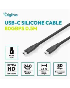 Digitus silikonový kabel USB4 verze 2.0, USB 80 Gbps, 0,5 m, černý