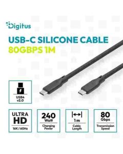 Digitus silikonový kabel USB4 verze 2.0, USB 80 Gbps, 1 m, černý