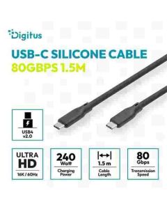 Digitus silikonový kabel USB4 verze 2.0, USB 80 Gbps, 1,5 m, černý