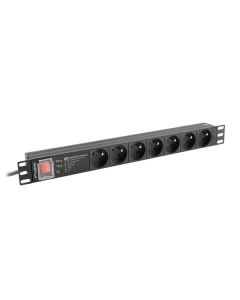 LANBERG NAPÁJECÍ DISTRIBUČNÍ JEDNOTKA (PDU) PRO 19" 1U 16A 2M 7X FRANCOUZSKÉ ZÁSUVKY SPD-3MP ČERNÁ