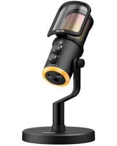 Genius MIC-S400U, Mikrofon, streamovací, kardioidní, kondenzátorový, RGB LED, pop filtr, USB, USB-C, 1,8m, černý