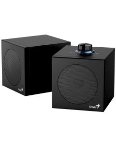 Genius SP-HF300U, Reproduktory, 2.0, 4W RMS, USB-A, USB-C, 2" měniče, dřevěné, ovládání hlasitosti, černé
