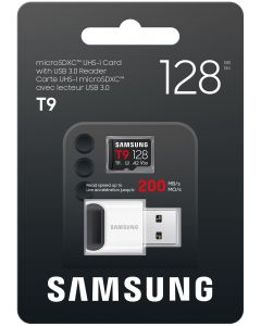 Samsung T9/Micro SDXC/128GB/UHS-I U3 / Class 10/+ Adaptér/Černá + USB Adaptér
