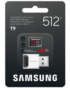 Samsung T9/Micro SDXC/512GB/UHS-I U3 / Class 10/+ Adaptér/Černá + USB Adaptér