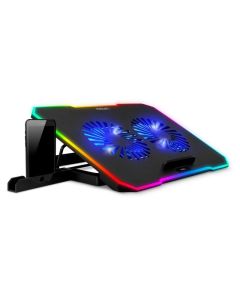 EVOLVEO CoolPro, chladící podložka pod notebook, 2x ventilátor, RGB podsvícení, černá