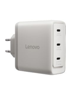Lenovo CONS  Multi-port USB-C 100W GaN Charger = napájecí adaptér s 3x UBS-C v bílé barvě