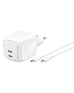 Belkin BOOST CHARGE™ PRO Duální 67W USB-C Power Delivery GaN PPS nástěnná nabíječka + 2m USB-C/USB-C kabel, bílá