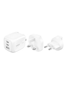 Belkin BOOST CHARGE™ PRO 70W 3-portová USB-C Power Delivery GaN PPS nástěnná nabíječka, bílá