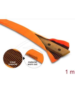 Delock Plochý textilní návlek s dvojitou vrstvou 40 x 16 mm pro kabely nebo měděné sběrnice, PET, oranžový, 1 m