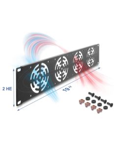 Delock 19” kryt racku na 4 ventilátory, 80 x 80 mm, 2U, tmavě šedá